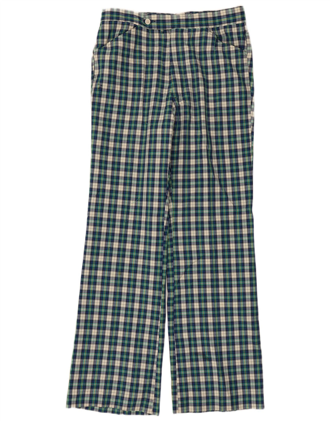 Izod Mens Straight Casual Trousers W30 L32  Green Check