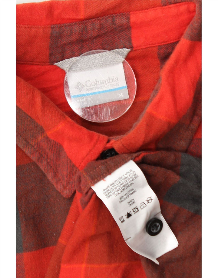 Columbia Mens Flannel Shirt Medium Red Gingham Cotton