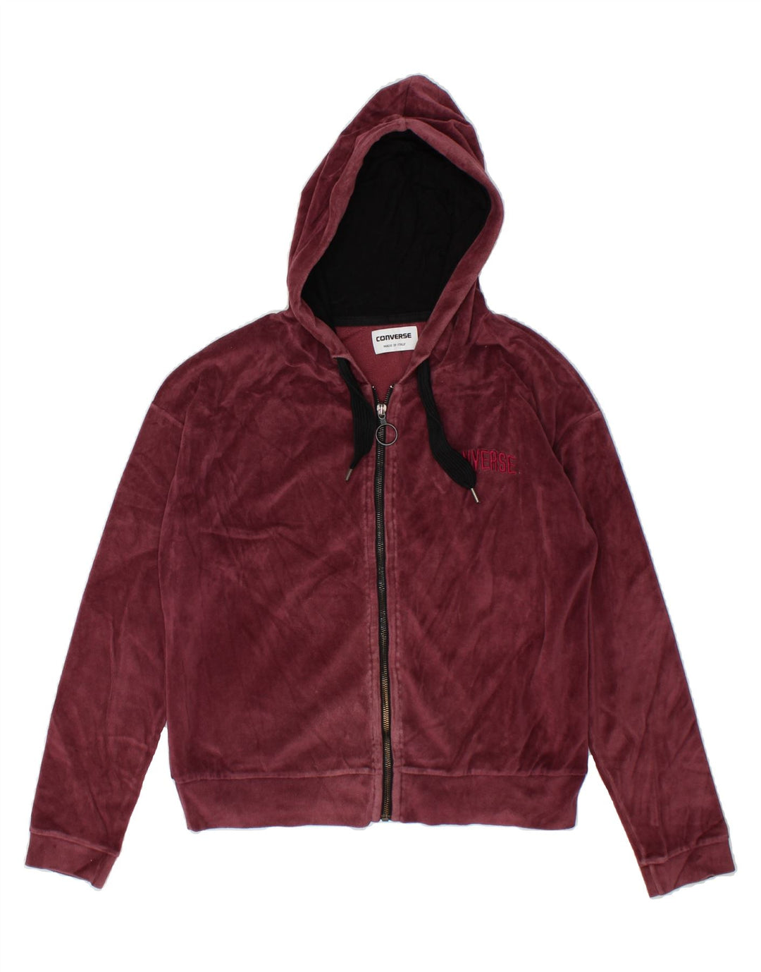 CONVERSE Womens Zip Hoodie Sweater UK 10 Small Maroon Cotton Vintage Converse and Second-Hand Converse from Messina Hembry 