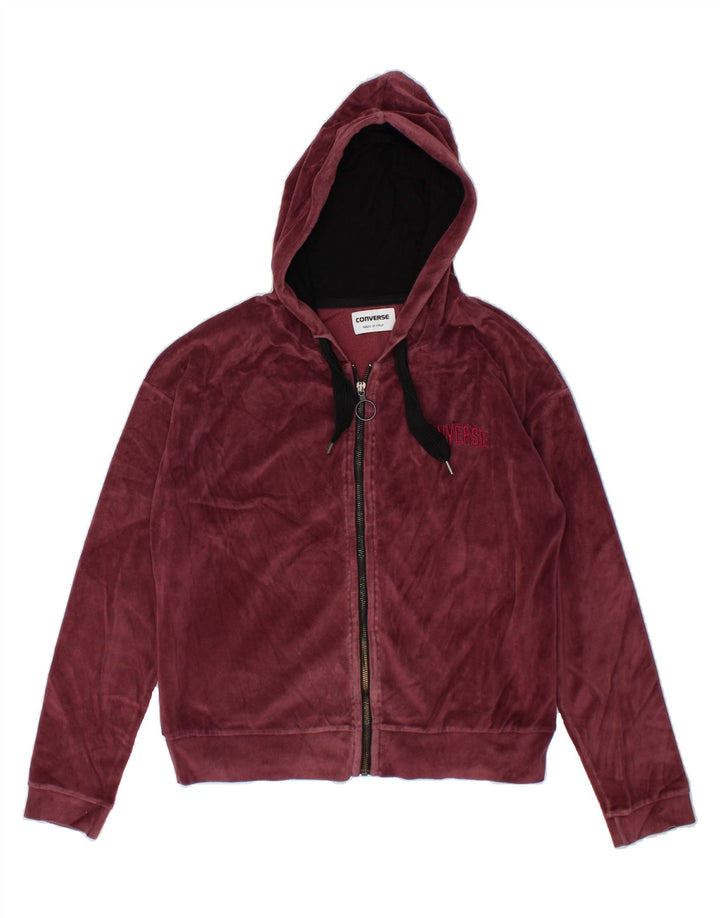 CONVERSE Womens Zip Hoodie Sweater UK 10 Small Maroon Cotton Vintage Converse and Second-Hand Converse from Messina Hembry 