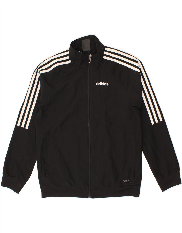 ADIDAS Boys Climalite Tracksuit Top Jacket 11-12 Years Black Vintage Adidas and Second-Hand Adidas from Messina Hembry 