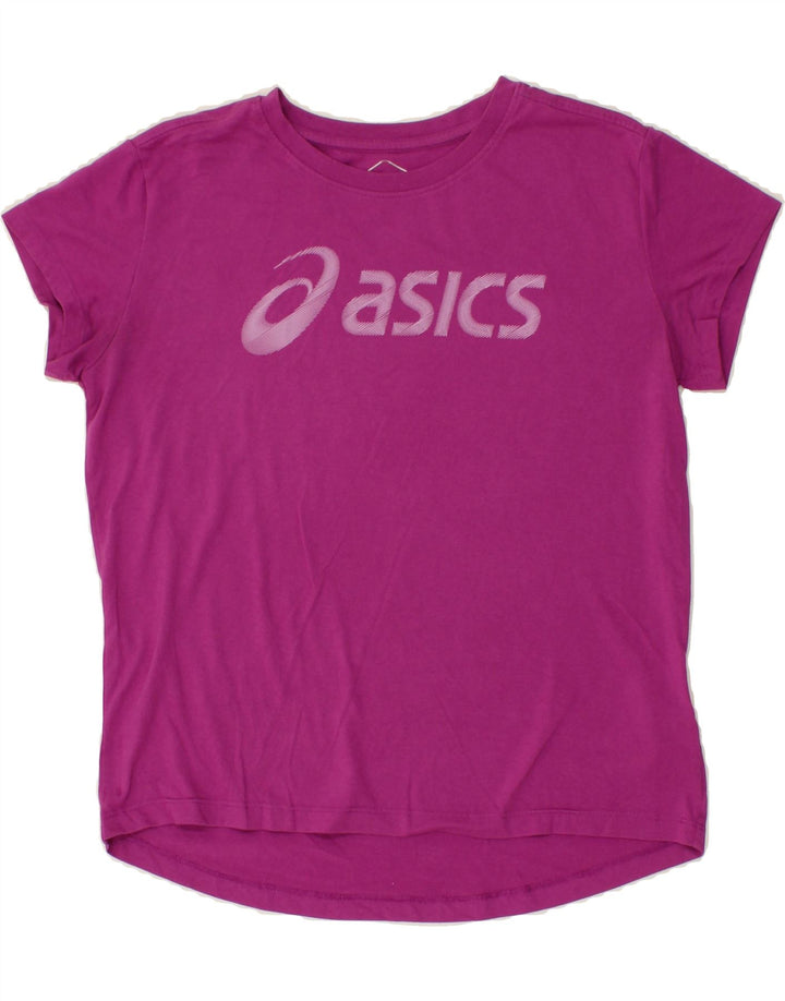 ASICS Womens Graphic T-Shirt Top UK 14 Medium Purple Cotton Vintage Asics and Second-Hand Asics from Messina Hembry 