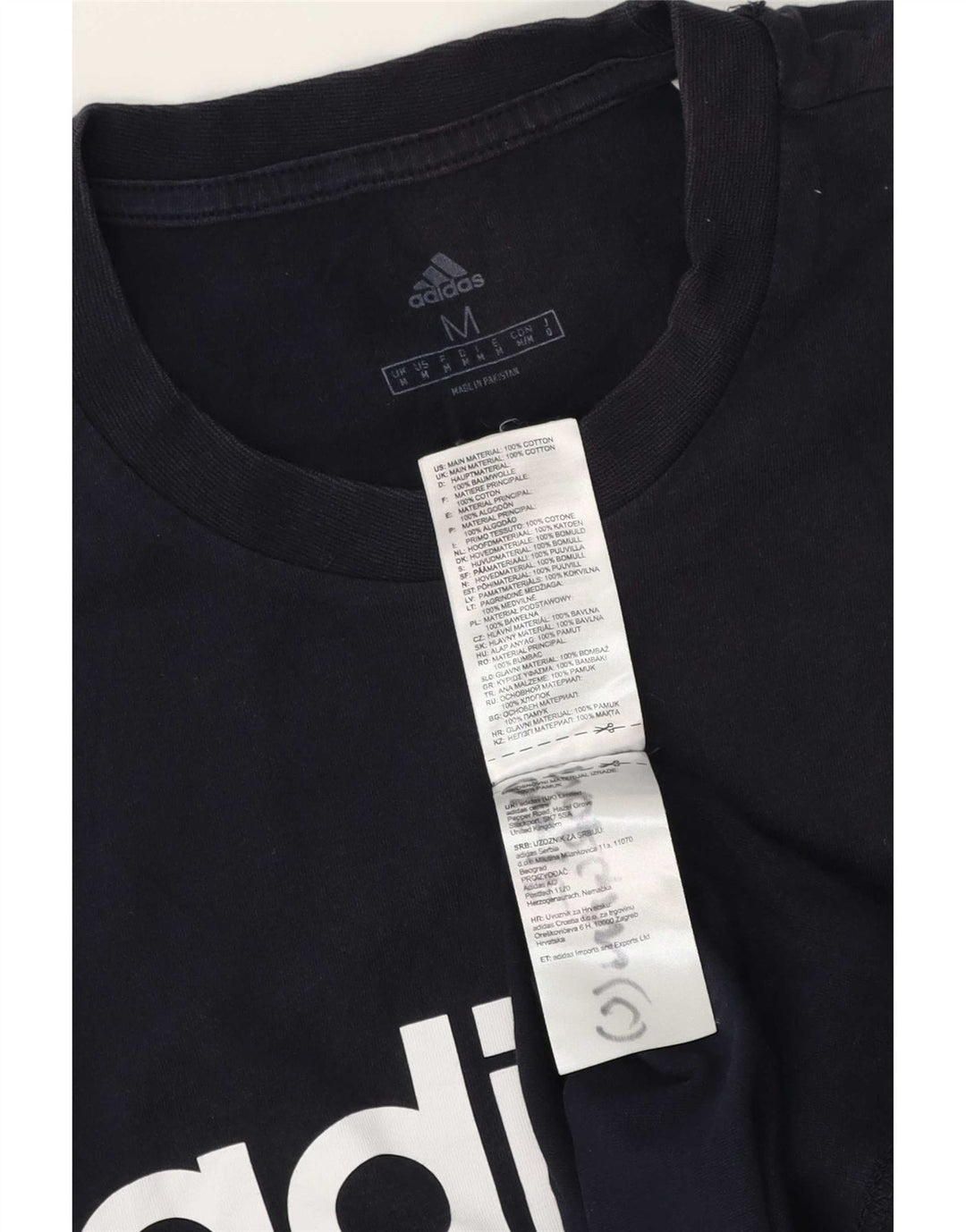 Adidas Mens Graphic T-Shirt Top Medium Navy Blue Cotton