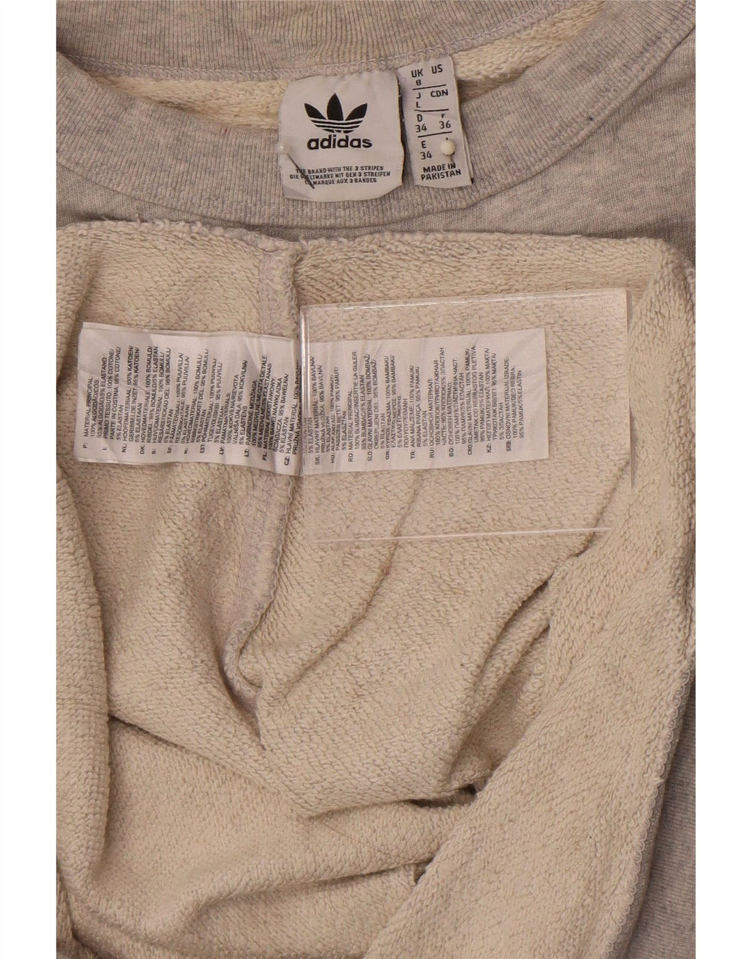 Adidas Womens Oversized Sweatshirt Jumper UK 8 Small Grey Flecked Cotton