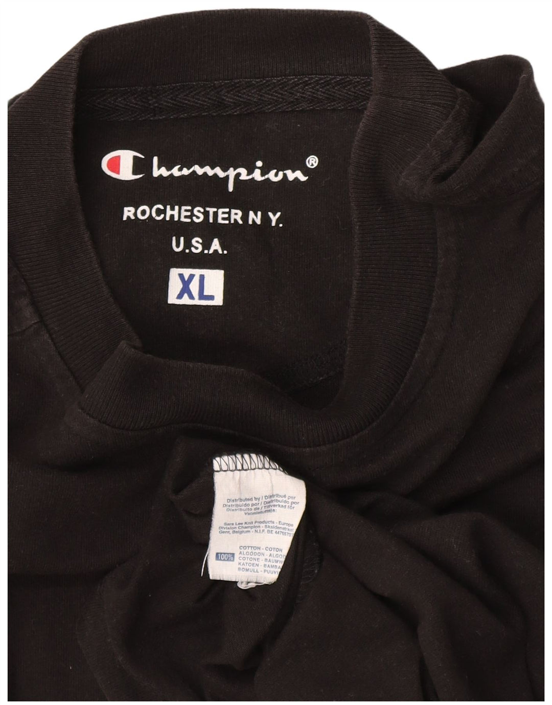 Champion Mens Top Long Sleeve XL Black Cotton
