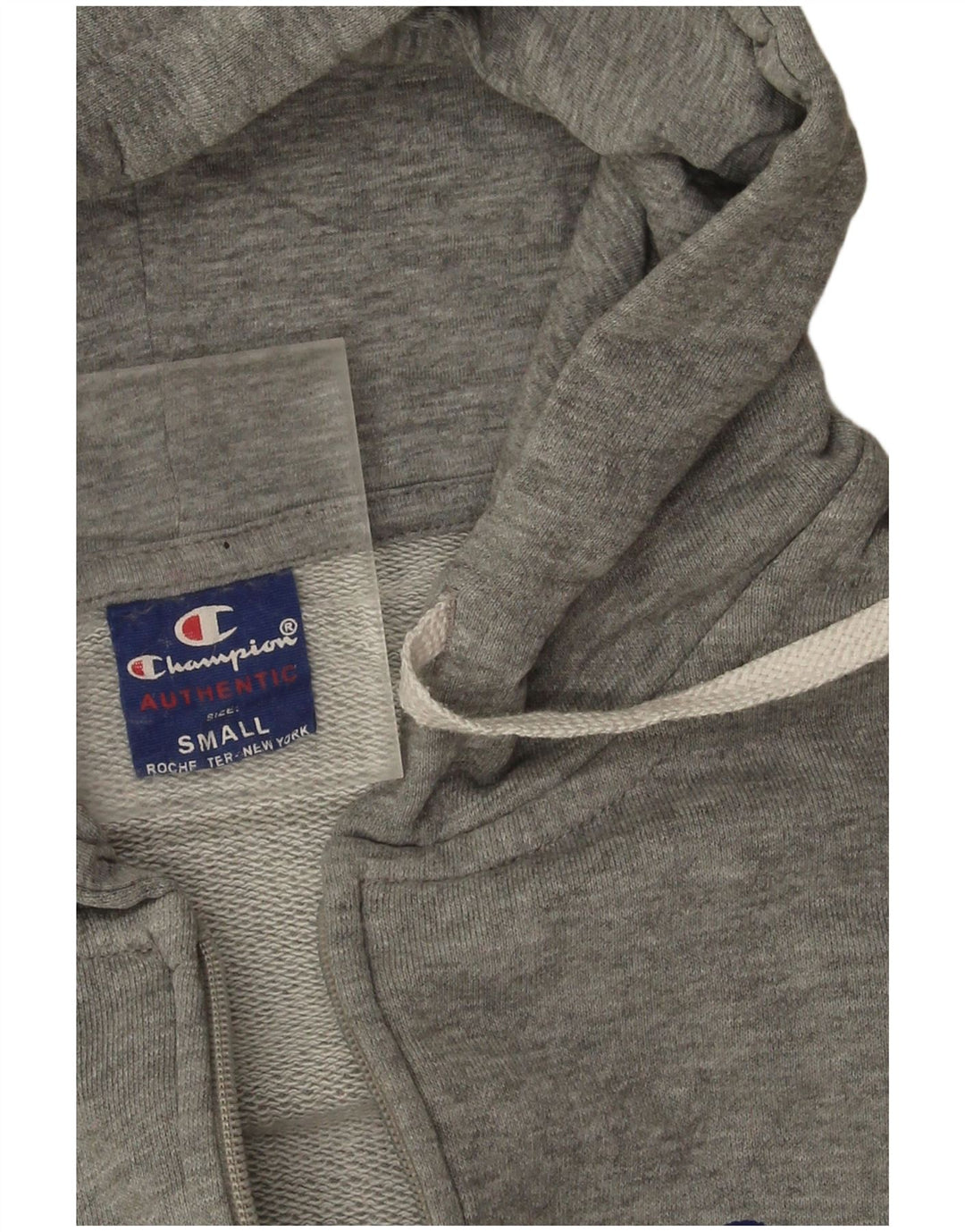 Champion Mens Graphic Zip Hoodie Sweater Small Grey Cotton