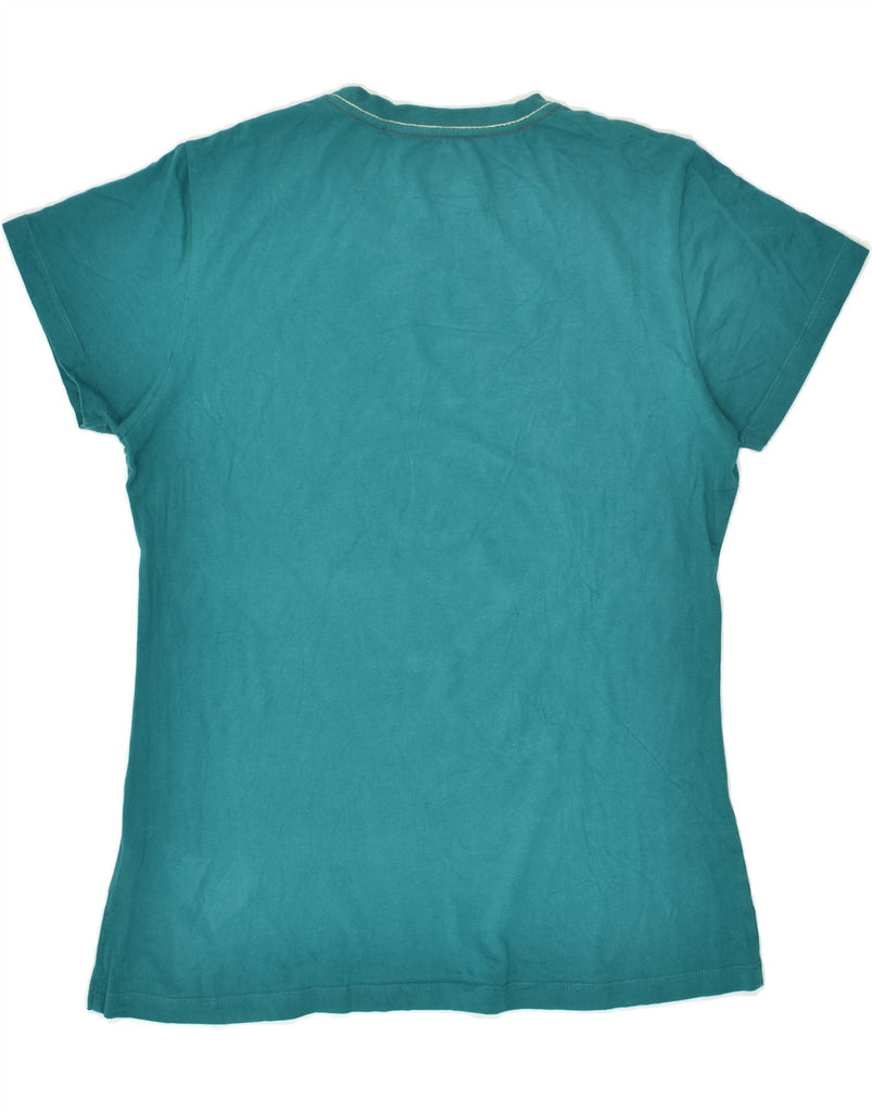 JACK WOLFSKIN Womens Graphic T-Shirt Top UK 18/20 XL Turquoise Cotton | Vintage Jack Wolfskin | Thrift | Second-Hand Jack Wolfskin | Used Clothing | Messina Hembry 