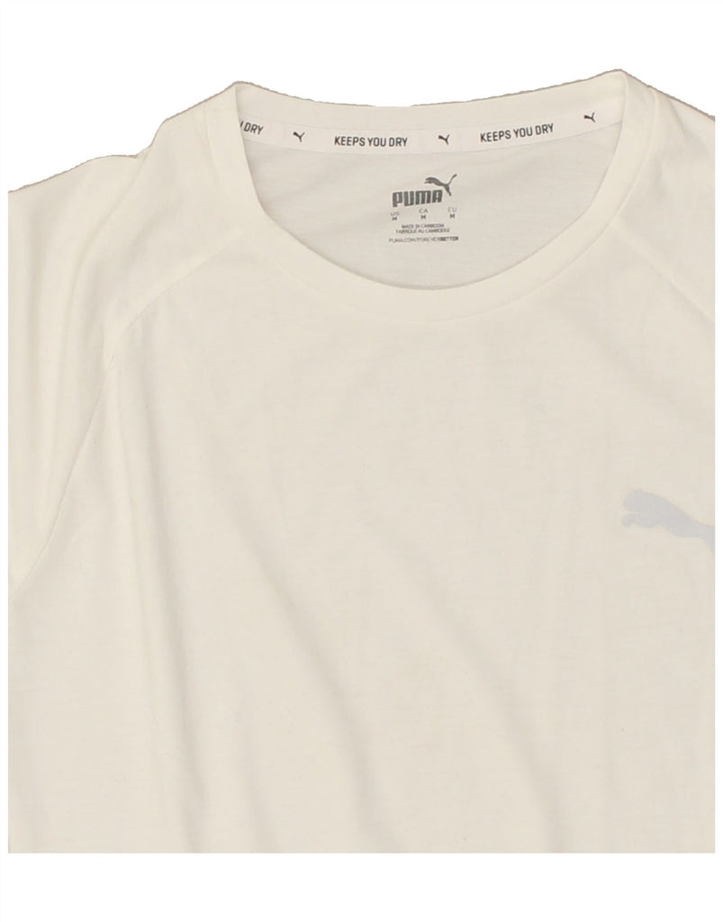 PUMA Mens T-Shirt Top Medium White Polyester | Vintage Puma | Thrift | Second-Hand Puma | Used Clothing | Messina Hembry 