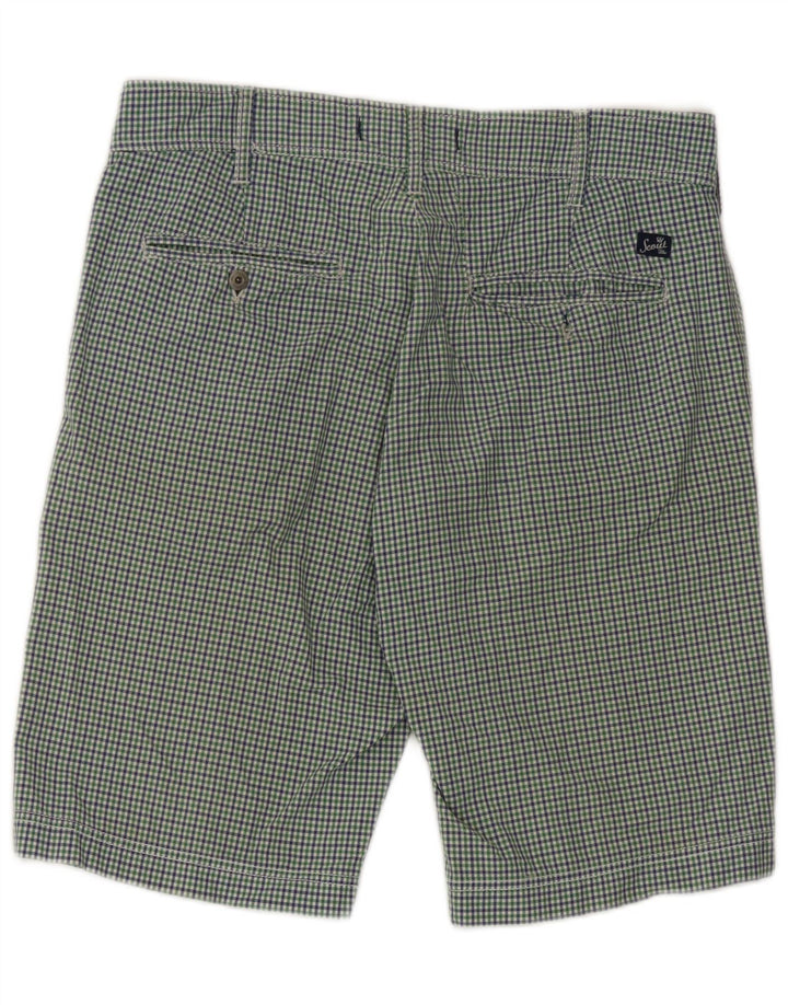 Scout Mens Chino Shorts Large W34 Green Check Cotton