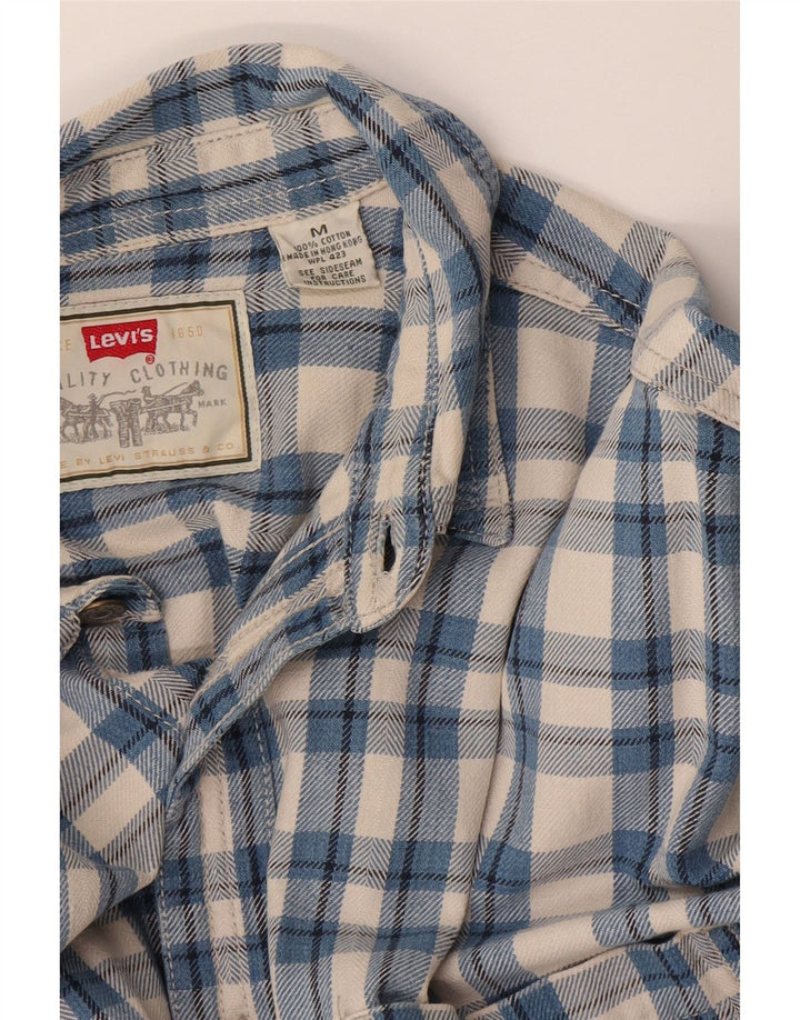 Levi's Mens Flannel Shirt Medium Blue Check Cotton