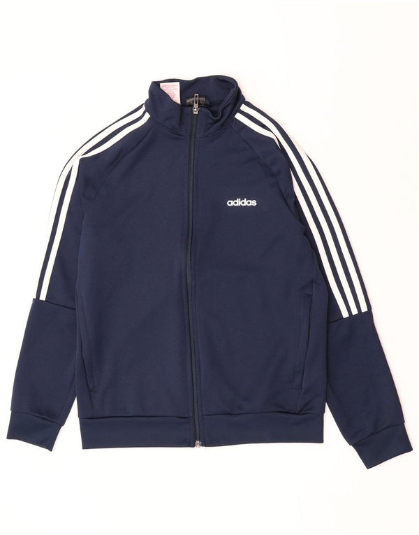 Adidas Boys Climalite Tracksuit Top Jacket 13-14 Years Navy Blue Polyester