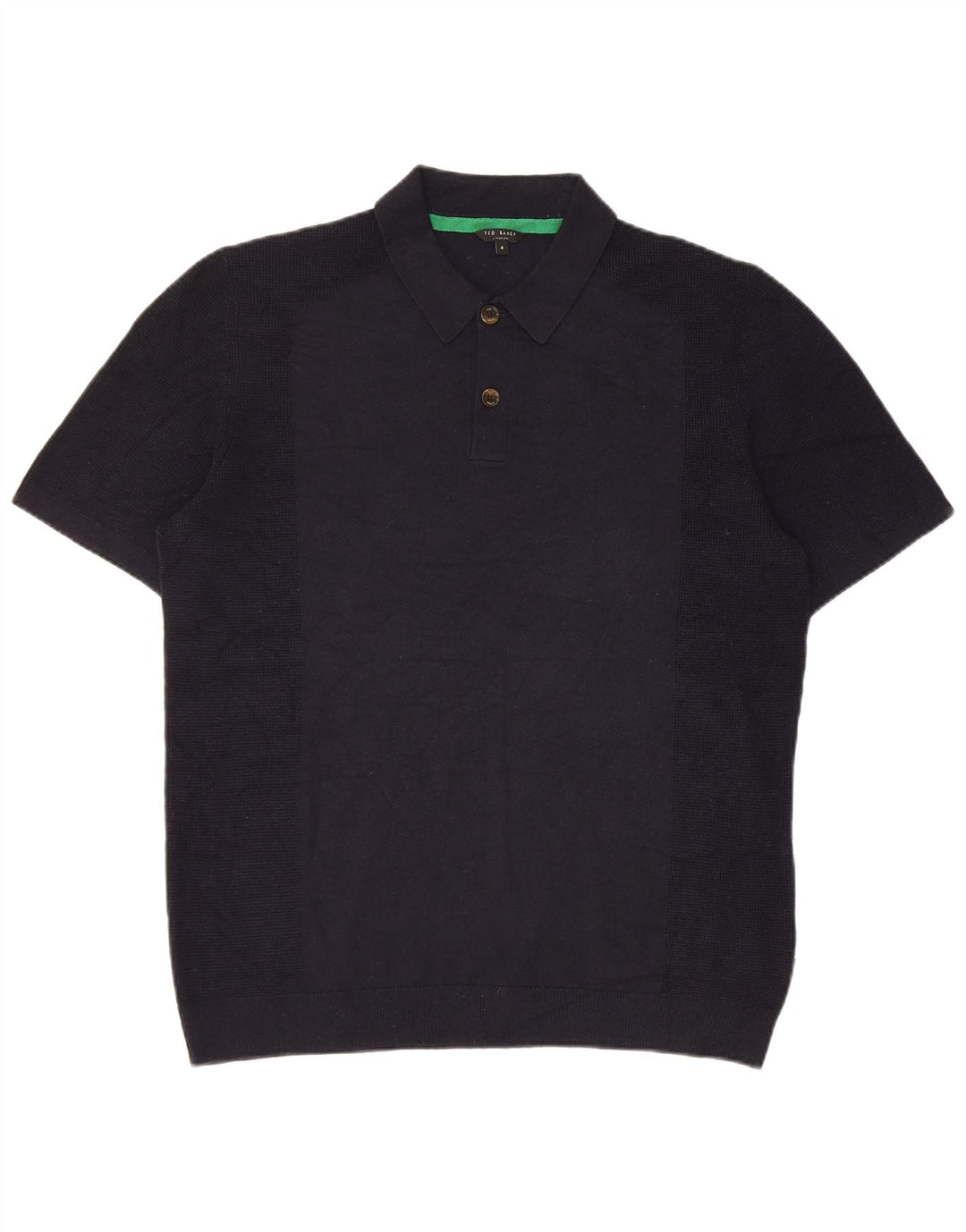 Ted Baker Mens Short Sleeve Polo Neck Jumper Sweater Size 4 Large Navy Blue