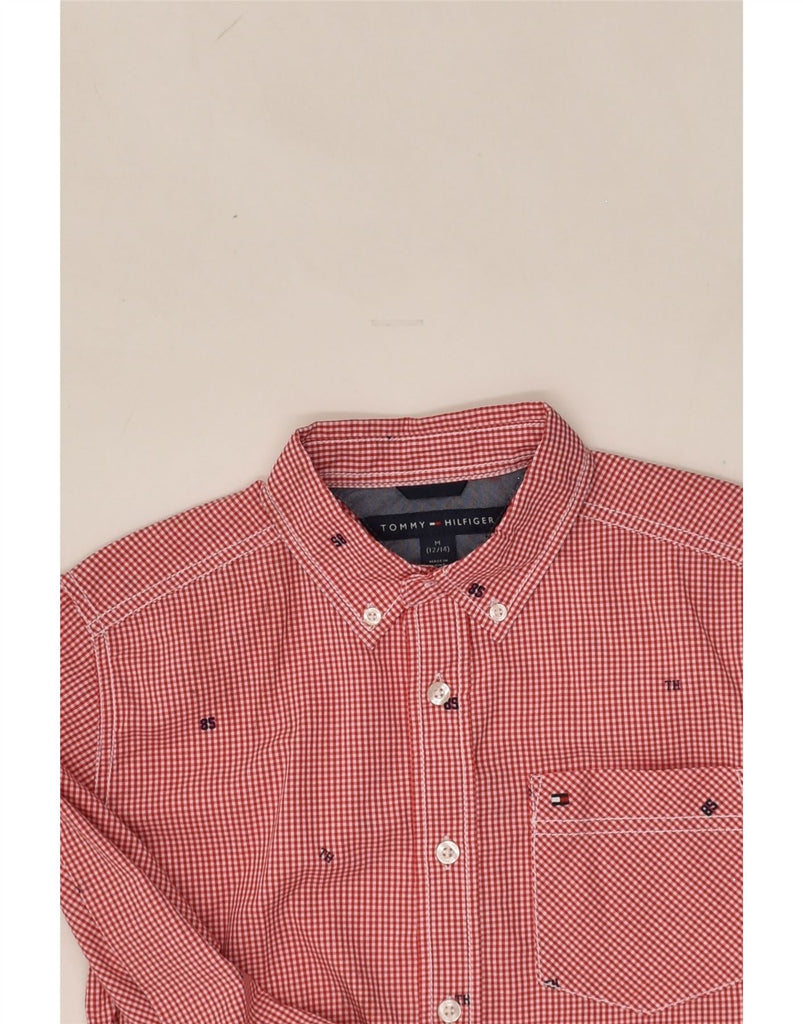 TOMMY HILFIGER Boys Shirt 10-11 Years Medium Red Gingham Cotton | Vintage Tommy Hilfiger | Thrift | Second-Hand Tommy Hilfiger | Used Clothing | Messina Hembry 