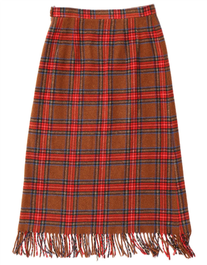 Vintage Womens A-Line Skirt W26 Small Brown Check
