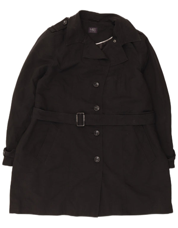 Zara Womens Trench Coat UK 22 3XL Black Polyester