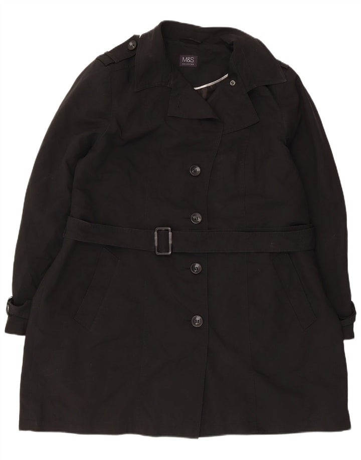 Zara Womens Trench Coat UK 22 3XL Black Polyester