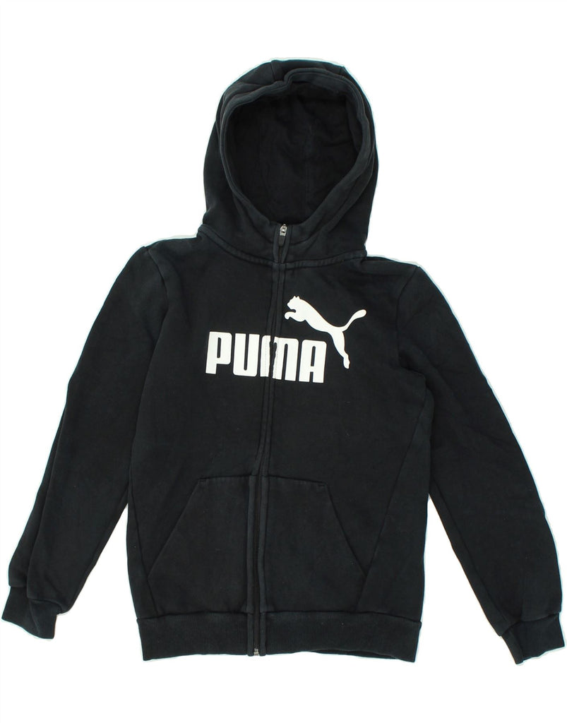 PUMA Boys Graphic Zip Hoodie Sweater 11-12 Years Black Cotton | Vintage Puma | Thrift | Second-Hand Puma | Used Clothing | Messina Hembry 