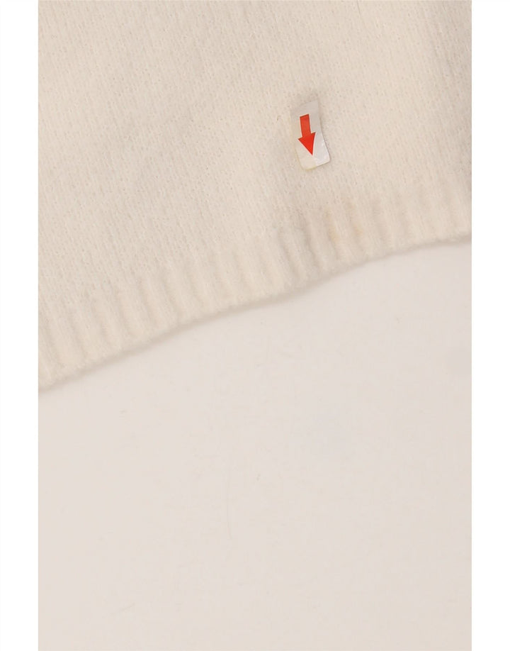 Zara Womens Crop Crew Neck Jumper Sweater UK 14 Medium White Nylon
