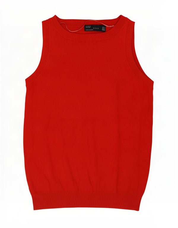 Zara Womens Vest Tank Top UK 12 Medium Red Cotton