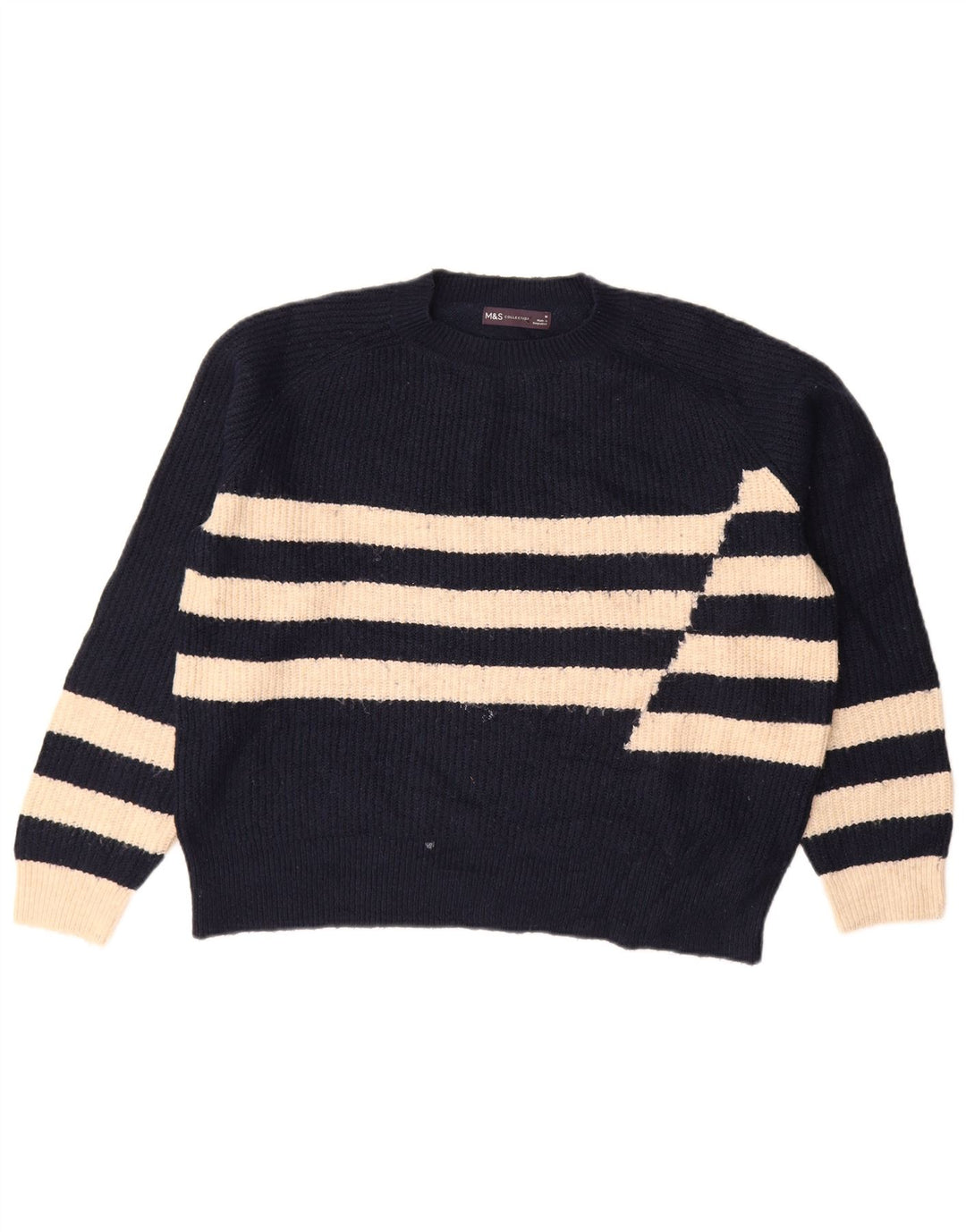 Marks & Spencer Womens Crew Neck Jumper Sweater UK 14 Medium Navy Blue