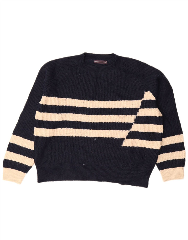 Marks & Spencer Womens Crew Neck Jumper Sweater UK 14 Medium Navy Blue