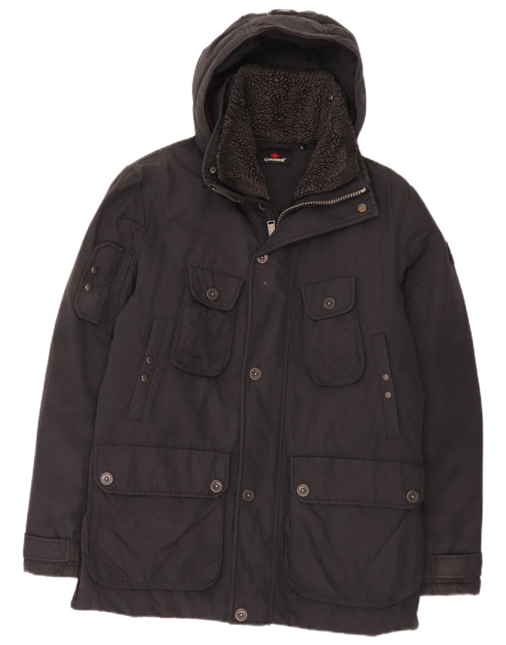 Canadiens Mens Hooded Padded Jacket IT 48 Medium Black Cotton