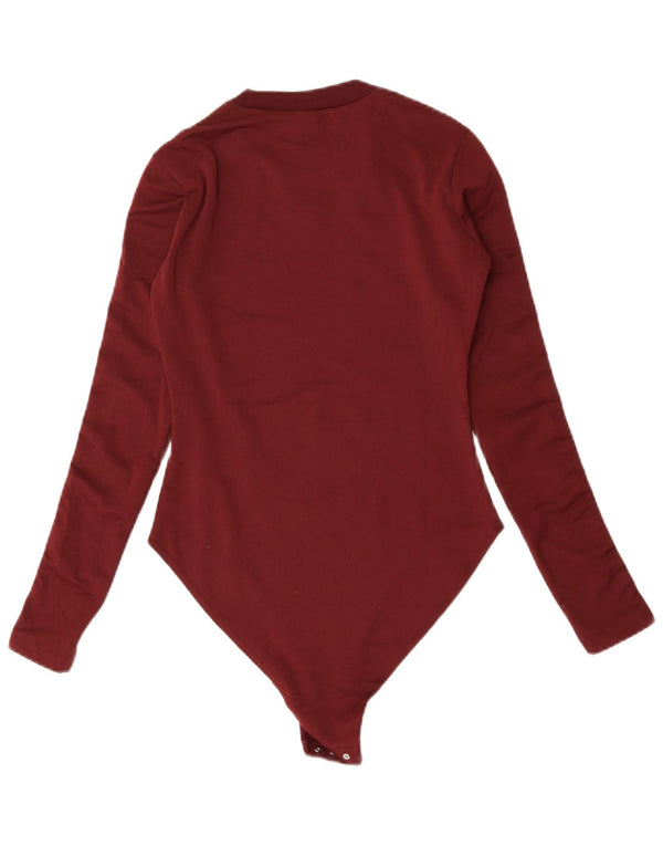ADIDAS Womens Long Sleeve Bodysuit UK 8 Small Burgundy Polyester