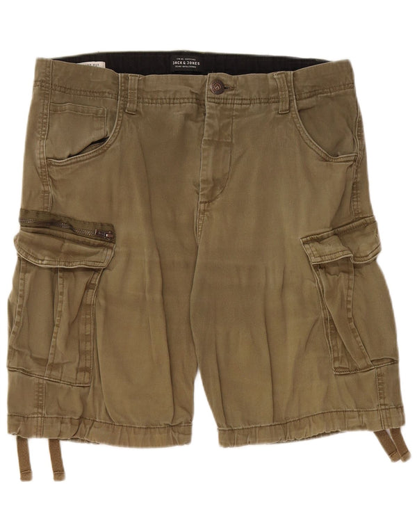 Jack & Jones Mens Cargo Shorts Large W34 Khaki Cotton