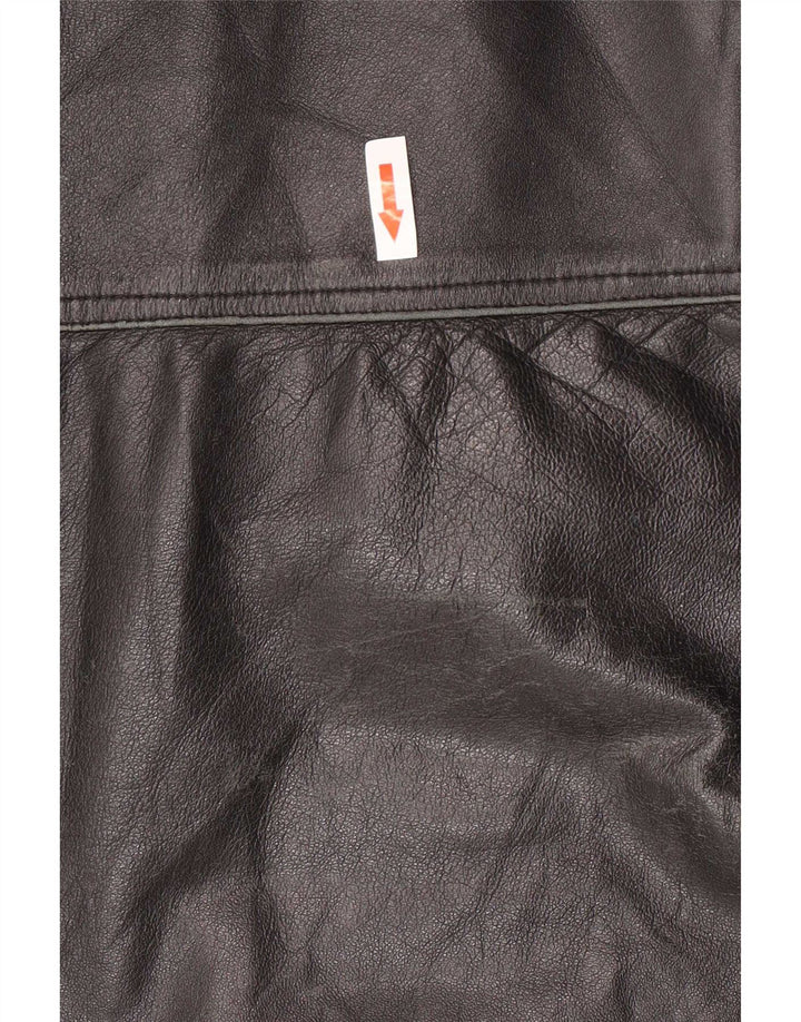 Conbipel Mens Hooded Duffle Leather Jacket IT 56 2XL Black