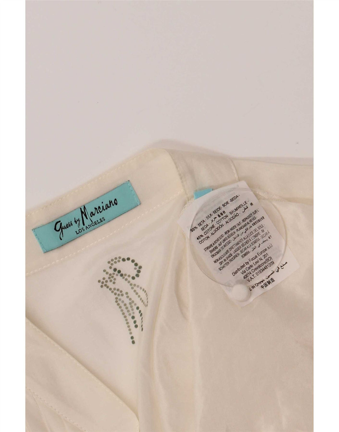 Guess By Marciano Womens Short Sleeve Shirt Blouse IT 44 Medium Off White