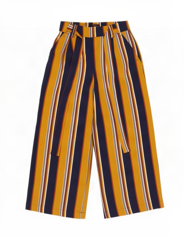 Zara Womens Wide Leg Cropped Trousers XS W24 L23 Multicoloured Striped