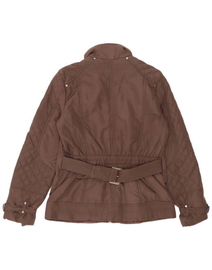 Zara Womens Quilted Jacket UK 16 Large Brown Polyester