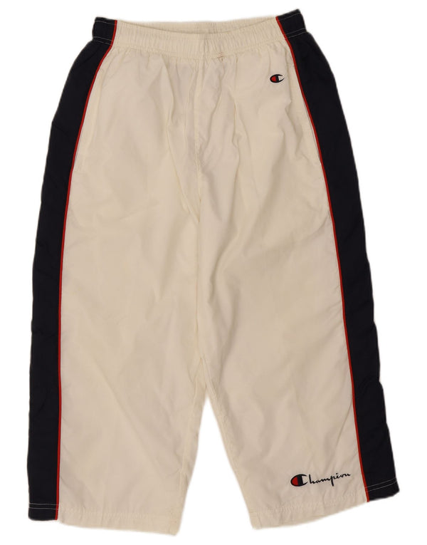 Champion Mens Capri Tracksuit Trousers Small White Colourblock Nylon