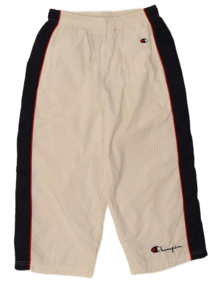 Champion Mens Capri Tracksuit Trousers Small White Colourblock Nylon