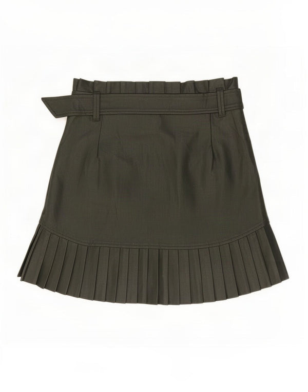 Zara Womens Faux Leather Mini Skirt Small W26 Khaki Polyethylene