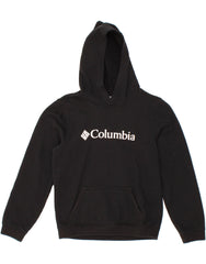 COLUMBIA Boys Graphic Hoodie Jumper 10-11 Years Medium Black Cotton