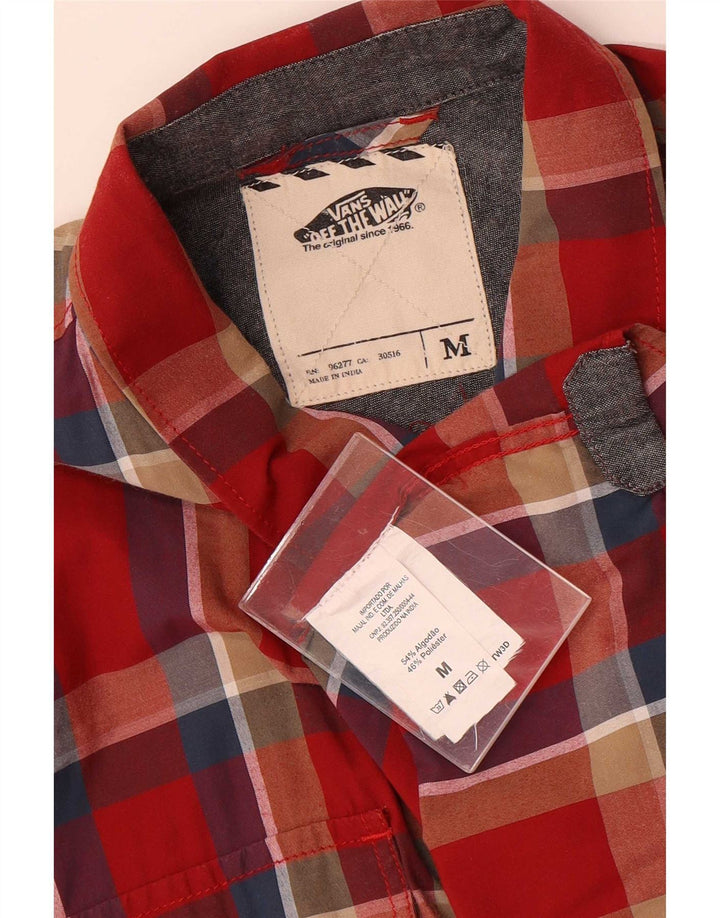 Vans Mens Short Sleeve Shirt Medium Red Check Cotton