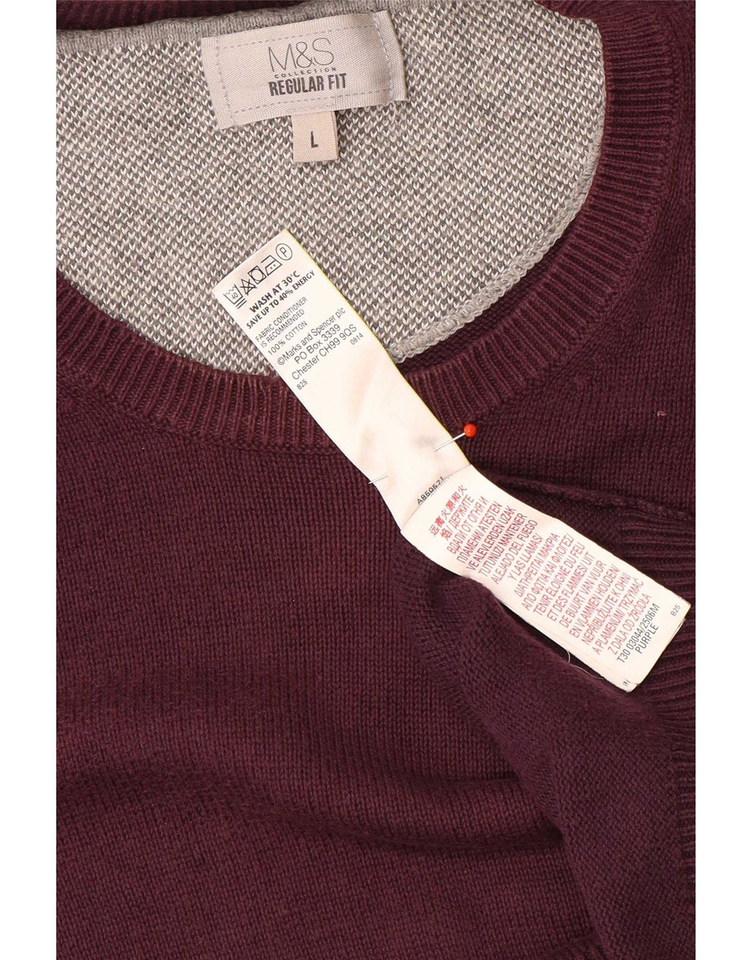 Marks & Spencer Mens Regular Fit Crew Neck Jumper Sweater Large Purple