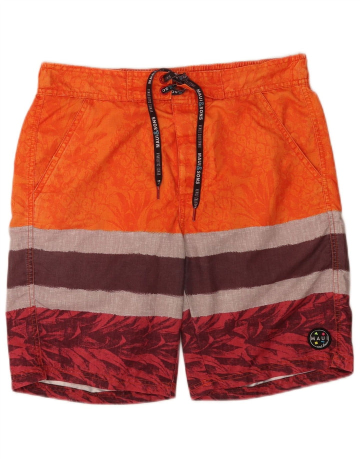 Maui and Sons Mens Swimming Shorts Medium Orange Colourblock Polyester