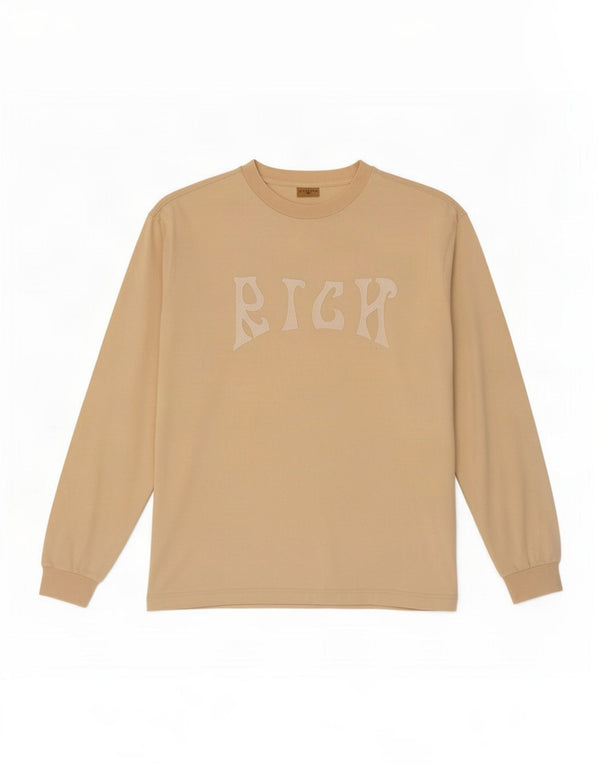 Richmond Mens Graphic Top Long Sleeve Medium Beige Cotton