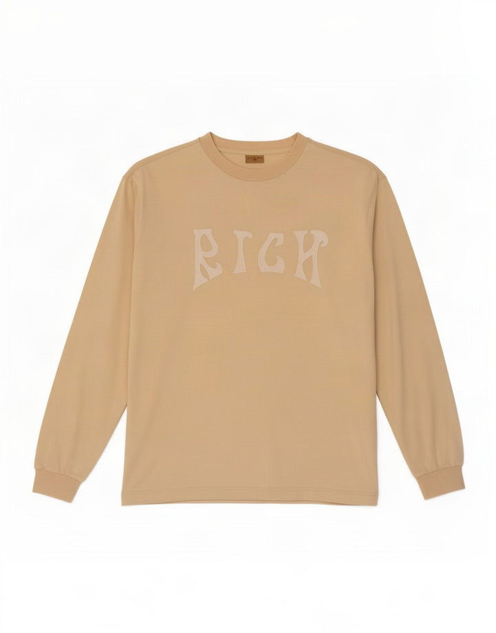 Richmond Mens Graphic Top Long Sleeve Medium Beige Cotton
