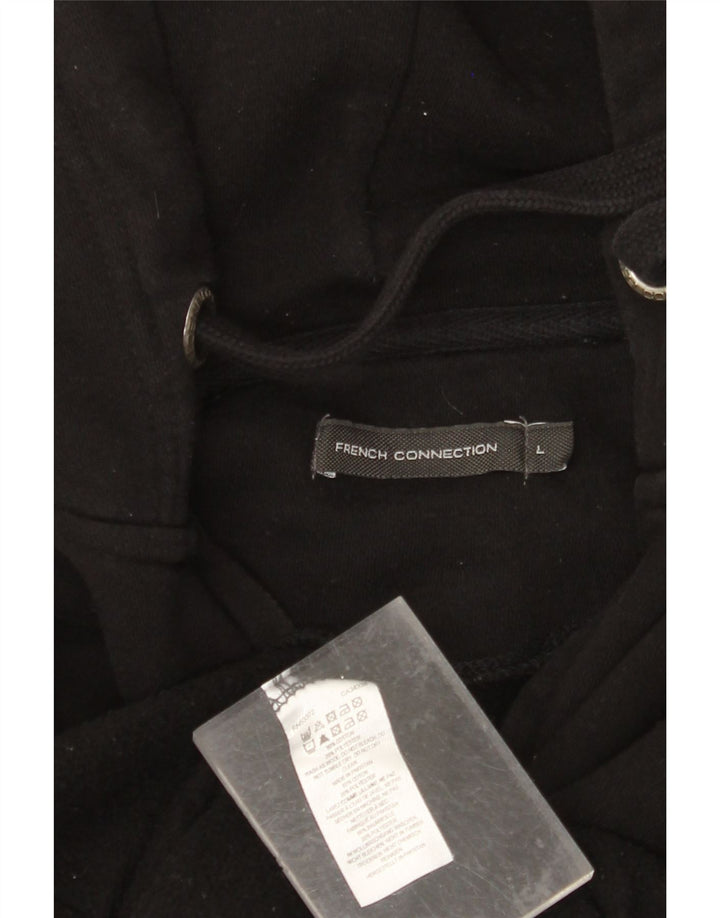 FRENCH CONNECTION Mens Zip Hoodie Sweater Large Black Cotton