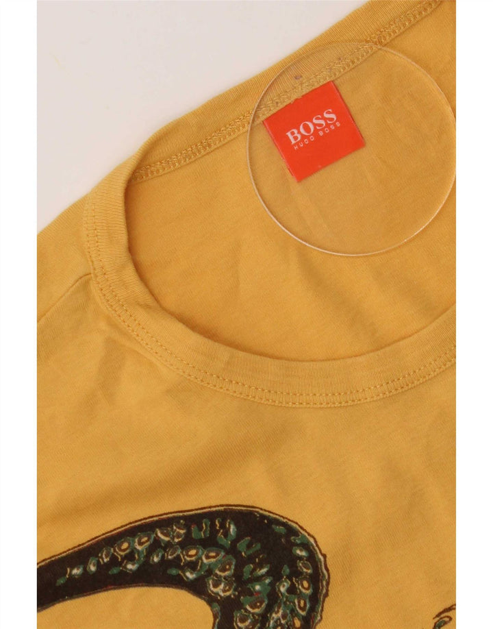 Hugo Boss Mens Graphic T-Shirt Top XL Yellow
