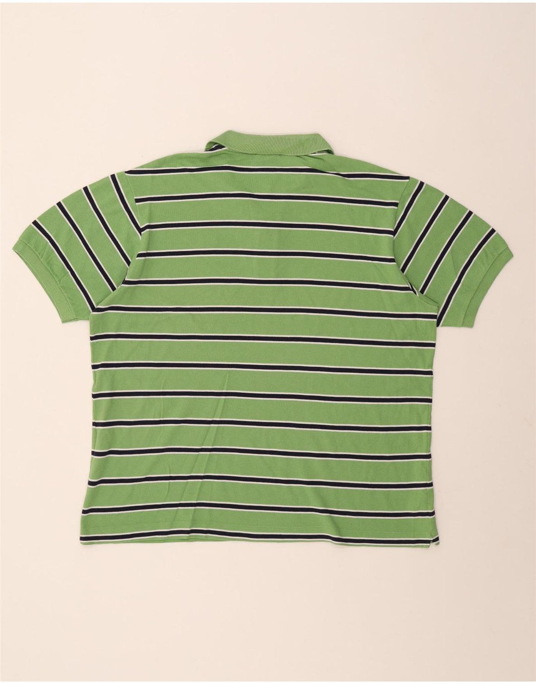 Lacoste Mens Polo Shirt Size 7 2XL Green Striped Cotton