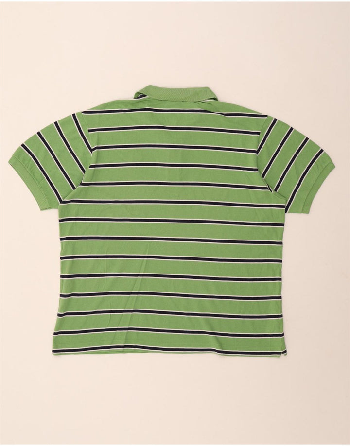 Lacoste Mens Polo Shirt Size 7 2XL Green Striped Cotton