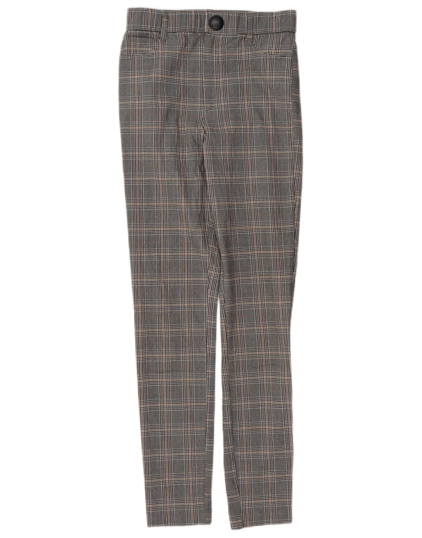 ZARA Womens Skinny Casual Trousers Small W26 L28 Grey Houndstooth Viscose
