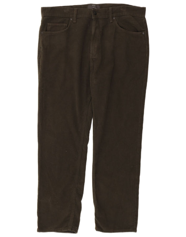 Marks & Spencer Mens Regular Fit Straight Jeans W36 L29 Khaki Cotton