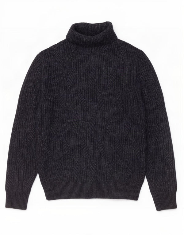 Marks & Spencer Womens Roll Neck Jumper Sweater UK 14 Large Navy Blue