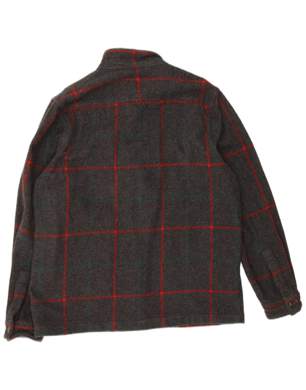 Woolrich Mens Bomber Jacket UK 40 Large  Grey Check Wool