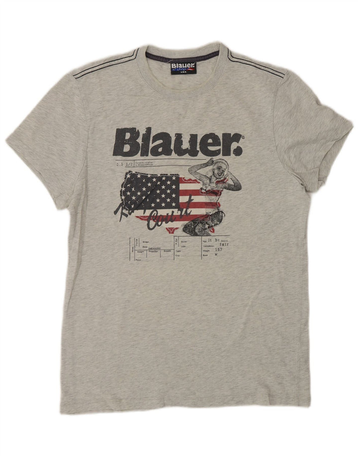 Blauer Mens Graphic T-Shirt Top Medium Grey Cotton